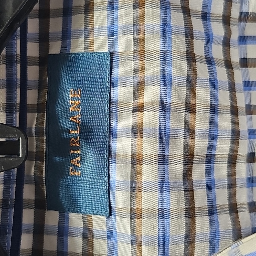 Men's Blue/Brown/White Checkered Dress Shirt